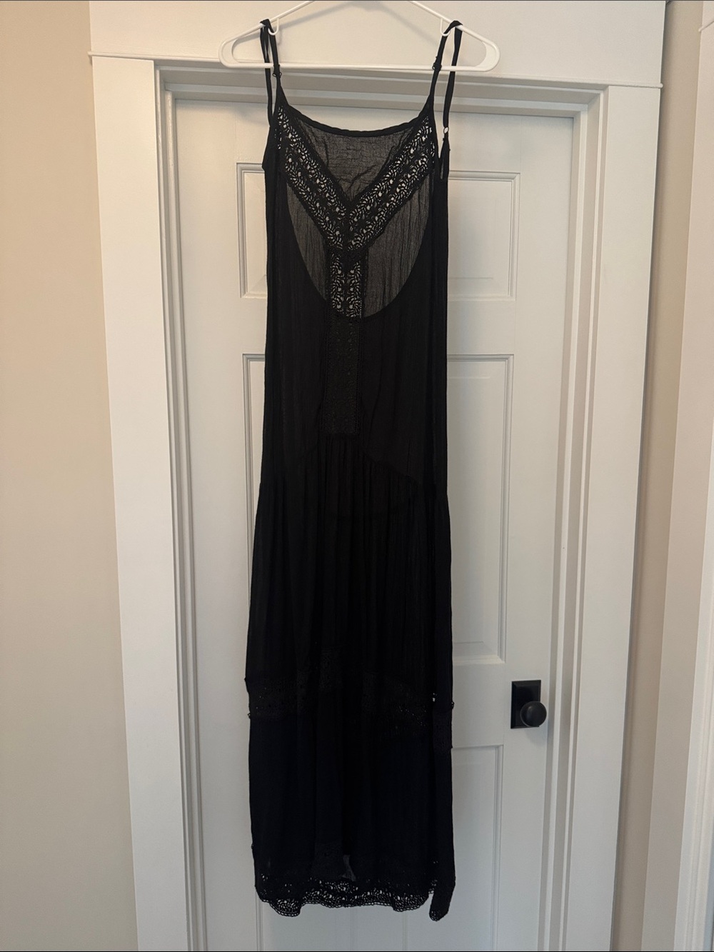 Vitamin A Black Lace-Trim Slip Cover-Up